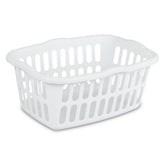 Sterilite 12-pack rectangular laundry basket front view with easy-carry handles for transport.