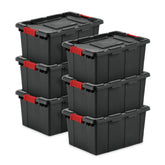 Sterilite 6-pack industrial tote with lid on showing secure moisture-protected storage