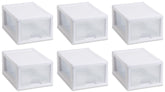 Sterilite 6-Quart stacking drawer set with white frame and clear front for easy visibility
