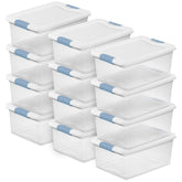 Sterilite 15-quart latching box with clear base for quick content visibility.