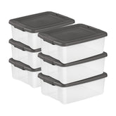 Sterilite ShelfTote six-pack bin set with clear sides for easy visibility.