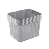 Sterilite tall weave basket with handles for easy transport and organized storage.