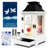 Stillwind Memorial Lantern with Photo Frame displaying cherished memories in a warm glow