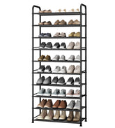 STO STO 10-Tier Shoe Rack front view showcases sturdy mesh shelves for organized entryways.