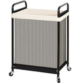 STO STO 120L hamper side view shows sturdy metal frame and wheels for easy mobility.