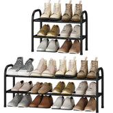 STO STO expandable shoe rack shows length adjustment for flexible storage.