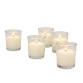 Stonebriar unscented votive candles in clear glass for a long-lasting glow.