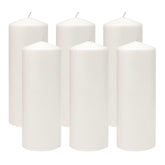 Stonebriar unscented white pillar candles offer a steady, long-lasting glow for centerpieces.