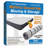 Storage Logic foam mattress vacuum bag king demonstrates compact storage for a king mattress.