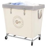 Storage Maniac commercial laundry hamper with steel frame boosts durability in busy hotel laundry rooms.