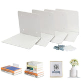 Storage Maniac floating shelves on white wall, front view showing hidden-book aesthetic and space saving