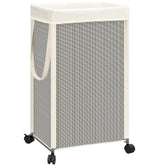 Storage Maniac laundry hamper with wheels offers 90L capacity for dorm and home use.