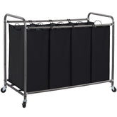 Storage Maniac 4-section laundry sorter showcases organized clothes separation.