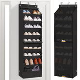 Storage Maniac over the door shoe organizer with nine shelves keeps footwear neatly organized and easy to access.