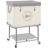Storage Maniac rolling laundry cart with storage shelf for clutter-free laundry organization.