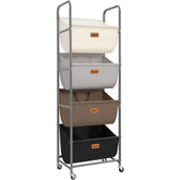 Storage Maniac vertical rolling laundry hamper with four sections for organized sorting