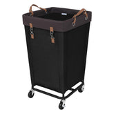 StorageWorks 160L laundry basket with wheels, front view, easy transport for daily laundry