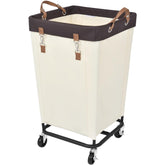 StorageWorks 160L laundry basket with wheels for easy transport across rooms.