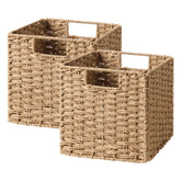 StorageWorks 9-inch wicker cube in natural color for organized storage.