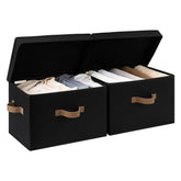 StorageWorks bin with flip-top lid on shelf for easy access.