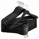 StorageWorks black wooden hanger with heavy-duty design supports coats and suits.