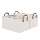 StorageWorks closet storage bins with a metal frame stand upright for organized shelves.