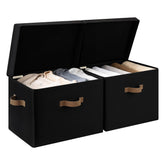 StorageWorks fabric bin with flip top lid for dust protection and quick access