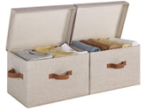 StorageWorks fabric storage bins with lid, front view, sturdy shelf organizer