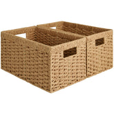 StorageWorks round paper rope basket with built-in handles for easy carrying.