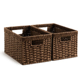 StorageWorks round paper rope basket with built-in handles for easy transport and organization.