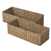 StorageWorks toilet tank basket seagrass top view showing space-saving storage.