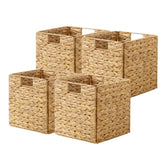 StorageWorks wicker basket folded flat for compact storage and easy stowaway.