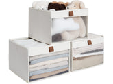 StorageWorks Closet Bins with Clear Window offer quick item visibility.