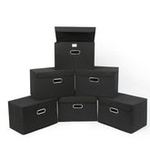 StoreOne fabric storage cube with lid in black for clutter-free closet organization.
