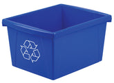 Storex 4-gallon blue recycle bin front view for home or office use