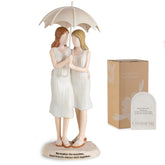 Storieme best friend figurine under rain umbrella ready to gift a lasting friendship reminder.