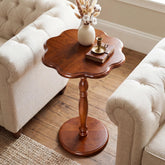 STO'SENSE round side table with walnut pedestal adds elegant surface space