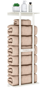STWWO wall towel rack with rolled towels holds six large towels for organized bathroom storage