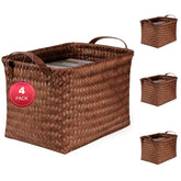 Stylave 15L laundry basket with leather handle for easy transport.