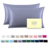 Suatien silk pillowcase 2-pack in grayish blue, ultra-soft and wrinkle-resistant.