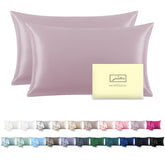 Suatien silk pillowcase 2 pack lavender close up shows silky texture and softness