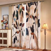 SUBRTEX light filtering curtains in brown floral print for privacy and warm ambiance