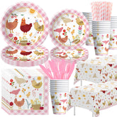 Suhelkit chicken party plates 9in showcase vibrant farm design for easy serving
