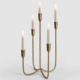 SUJUN 5-candle candelabra in brass gold adds an elegant centerpiece