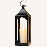 SUJUN modern farmhouse lantern hanging black metal for cozy outdoor ambiance.