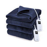 Sunbeam Royal Ultra Fleece blanket in indigo, folded for cozy warmth readiness.