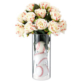 Suncalla baseball rose with leaves in white, bulk package for decor.