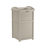 Suncast Hideaway 30-Gallon trash bin with lid keeps yard clutter hidden
