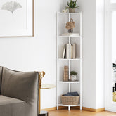 SUNMORY 5-Tier Corner Shelf Stand front view shows large display areas
