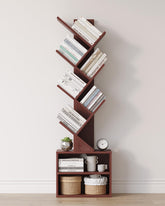 SUNMORY 6-tier tree bookshelf front view with compact storage for books and decor